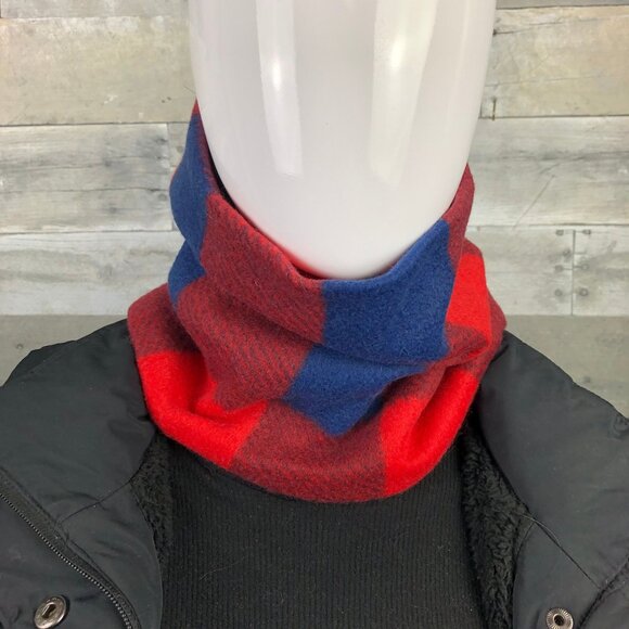 Red and Navy Buffalo Check Fleece Neck Warmer - Picture 2 of 9